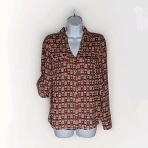 Express The Portofino Shirt Women's Sz XS Button Up Nesting Dolls Long Sleeve